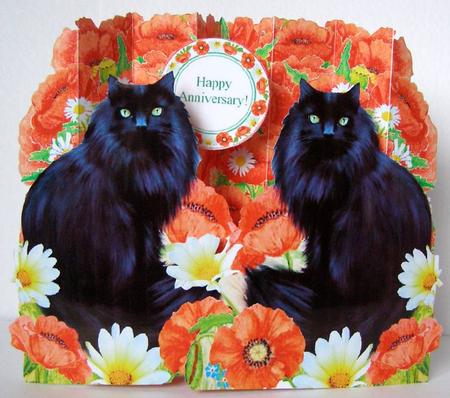 Black Cats and Poppies Concertina Card Kit by Margaret McCartney