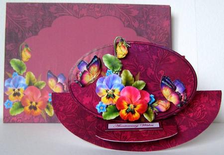 Pansies and Butterflies Rocker Easel Card Kit by Margaret McCartney