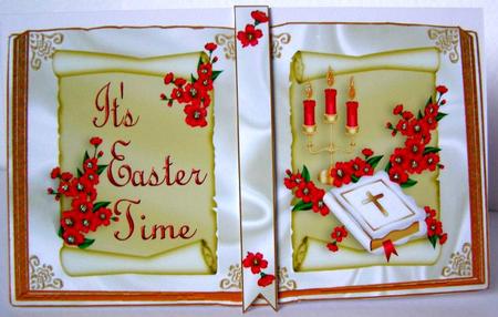 It's Easter Time with Bible and Flowers Open Book A4 by Margaret McCartney