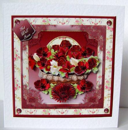 Basket of Red Flowers Card Front by Margaret McCartney