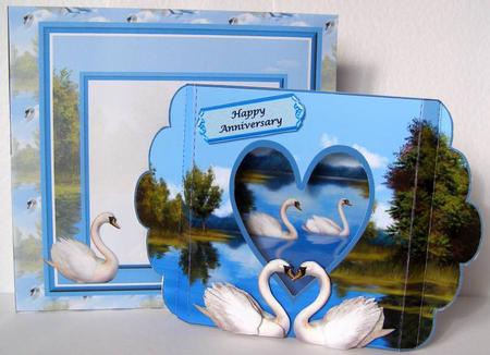Swan Diorama Anniversary Card Kit - with Matching Envelope by Margaret McCartney