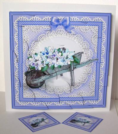 8 x 8 Flower Filled Wheelbarrow Kit with Scalloped Corners by Margaret McCartney