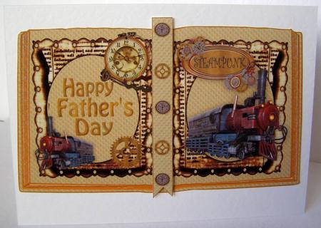 Steampunk Train,for Fathers Day Open Book A4 by Margaret McCartney