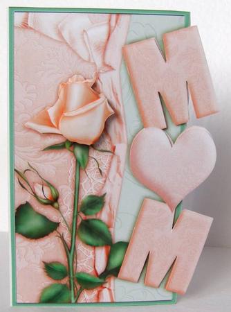 Mum & Peach Rose Over the Side Card by Margaret McCartney