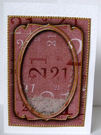Dusky Pink Metallic 21 Birthday 7x5in Shaker Frame and Base by Margaret McCartney