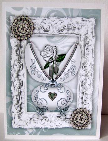 Beautiful Silver Rose in Porcelyn Egg A4 by Margaret McCartney