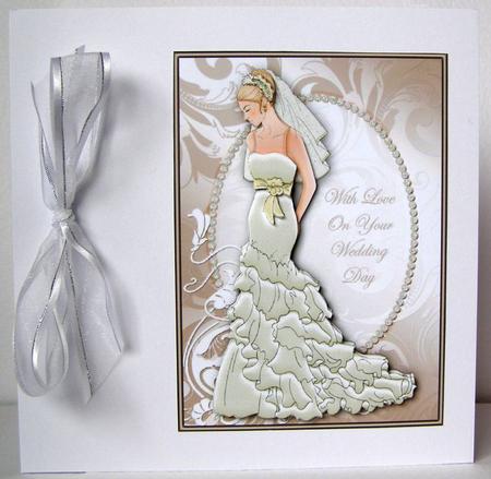 Ivory Bride A5 Card Front with Decoupage by Margaret McCartney