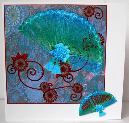 Feminine Steampunk Lace Fan Birthday with Love by Margaret McCartney