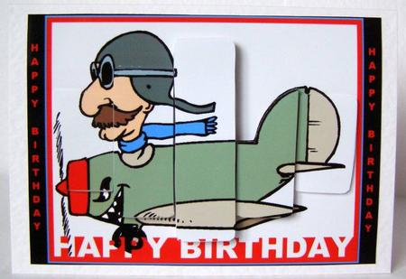 Panel Card - Man in 'plane 1 by Margaret McCartney