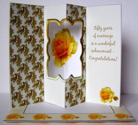 Internal Window Card - Golden Wedding Rose by Margaret McCartney