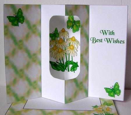 Internal Window Card - Green Butterflies by Margaret McCartney