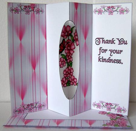 Internal Window Card - Pink Floral Thanks by Margaret McCartney