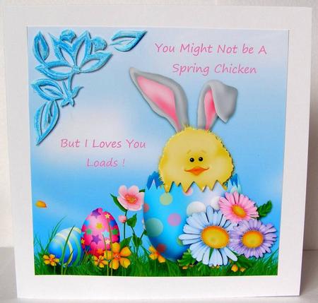 8 x 8" Humourous - Spring Chicken by Margaret McCartney