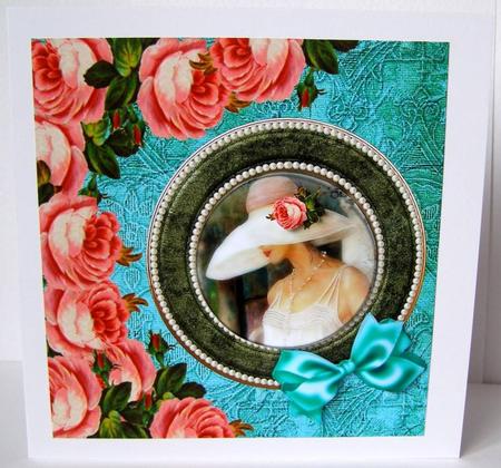 Vintage Lady with Antique Roses and Pearls by Margaret McCartney