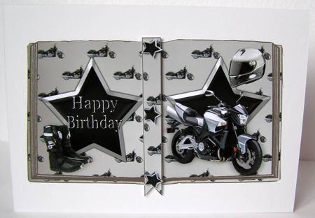 Motorbike with Biker Boots and Helmet Open Book A4 by Margaret McCartney