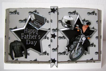 Leather Jacket with Biker for Fathers Day Open Book A4 by Margaret McCartney