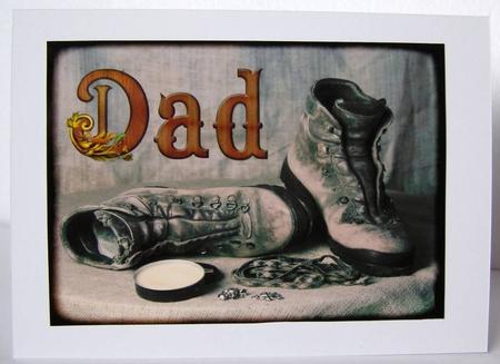 Old Walking Boots A4 Topper Dad by Margaret McCartney