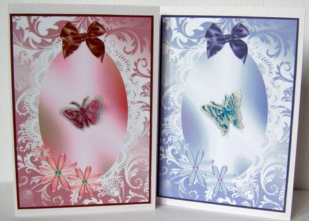 Daisies and Bows Card Front Set 3 by Margaret McCartney
