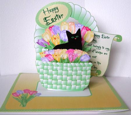 3D Box 'cat in the Tulips' by Margaret McCartney