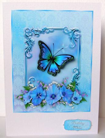 Floral and Butterfly Fantasy Card Front with Step by Step by Margaret McCartney