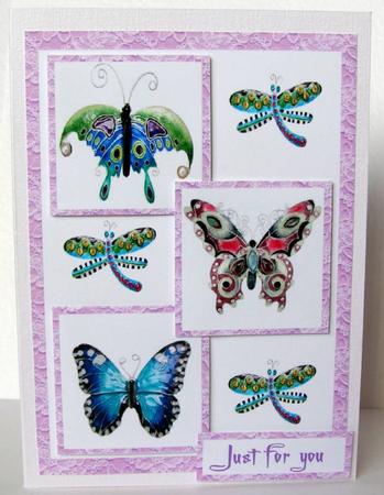 Three Squares - Enamelled Flutterbies by Margaret McCartney
