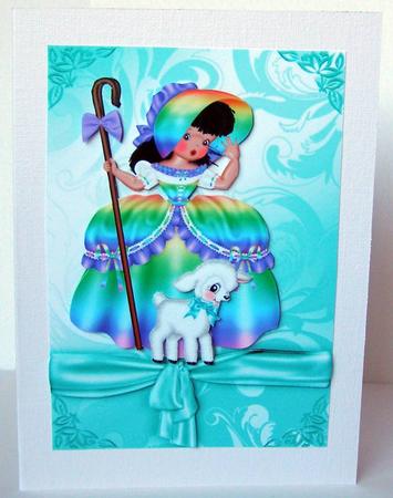 Rainbow Bo Peep with Little Lamb and Big Bow by Margaret McCartney