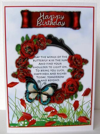 Butterfly and Roses Decoupage C6 Card Sheet by Margaret McCartney