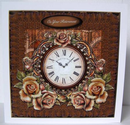 Roses Clock 8 x 8 Card Front by Margaret McCartney