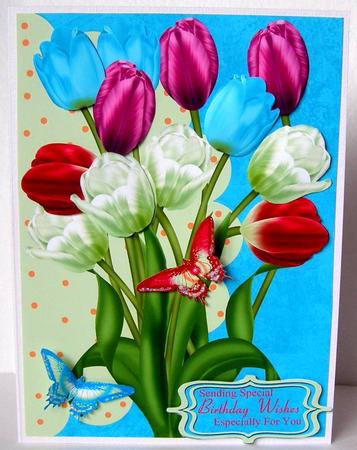 Pretty Summer Color Tulip Greeting Card Front by Margaret McCartney