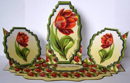 Triple Twist Easel Card - Red Tulip by Margaret McCartney