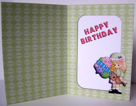 Green Birthday Girl Card Insert by Margaret McCartney