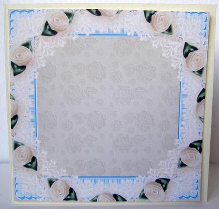 Blue Treasure Box with Satin Rose Surround Insert Panels by Margaret McCartney