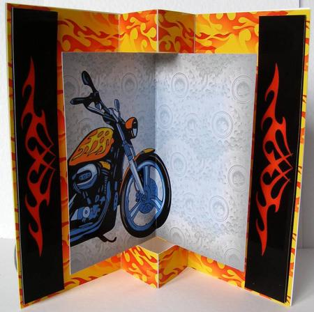 Flaming Popout Page Card by Margaret McCartney