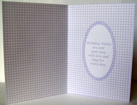 Pastel Lilac Birthday Gingham Insert by Margaret McCartney