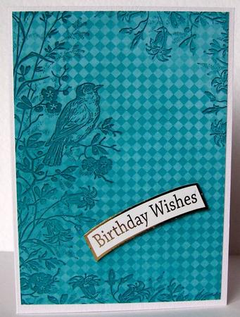 Dusky Teal Bird Edge Check A4 Backing Paper by Margaret McCartney