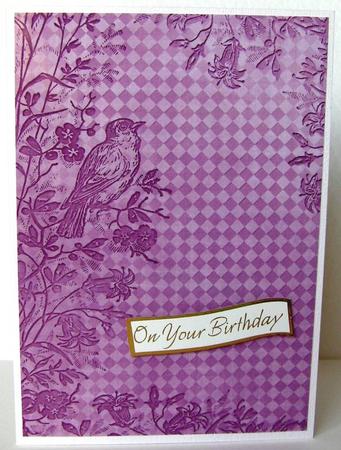 Lilac Bird Edge Check A4 Backing Paper by Margaret McCartney