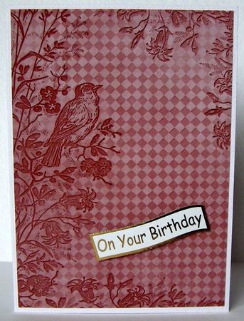 Dusky Pink Bird Edge Check A4 Backing Paper by Margaret McCartney