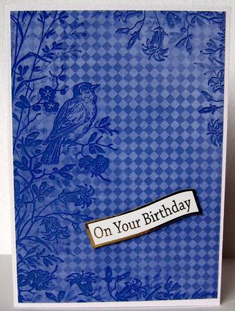 Blue Bird Edge Check A4 Backing Paper by Margaret McCartney