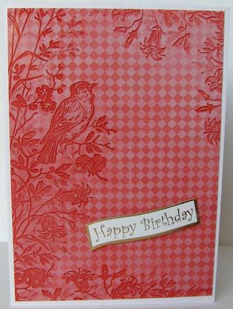 Red Bird Edge Check A4 Backing Paper by Margaret McCartney