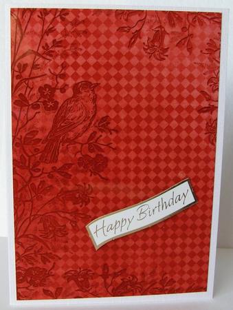 Dark Red Bird Edge Check A4 Backing Paper by Margaret McCartney