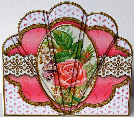 Butterfly Rose2 Embroidery Anglaise Scallop Deco Stacker by Margaret McCartney