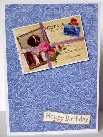 Blue Embossed Pattern Wallpaper A4 Backing Paper by Margaret McCartney