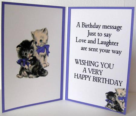 Cute Kittie with Purple Bows, A5 Insert with Verse by Margaret McCartney