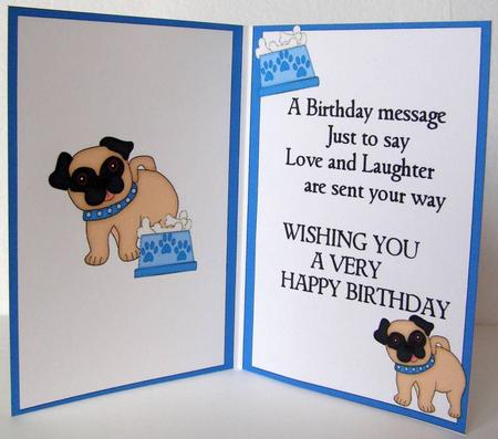 Cute Pug with Blue Collar, A5 Insert with Verse by Margaret McCartney