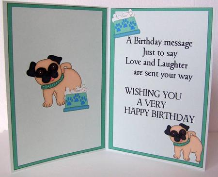 Little Pug with Green Collar, A5 Insert with Verse by Margaret McCartney