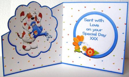Insert for Dog with Flower Diagonal Over the Birthday Card by Margaret McCartney