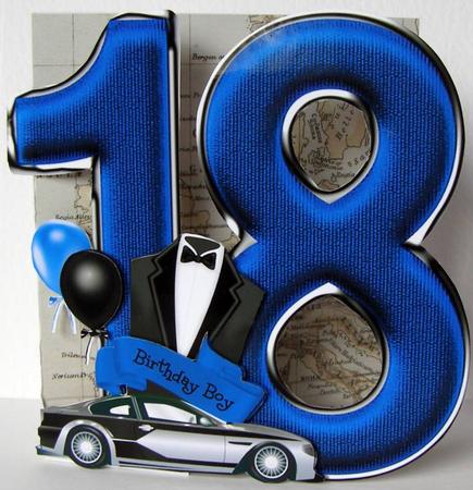 18th Birthday Large Shaped Card Front by Margaret McCartney
