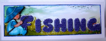 Fishing Large Dl Card with Decoupage by Margaret McCartney
