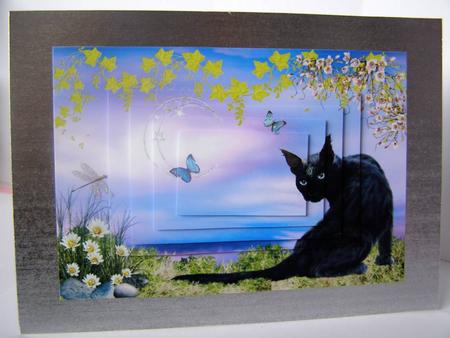 Mystical Magic Cat A5 Quick Pyramid Card by Margaret McCartney