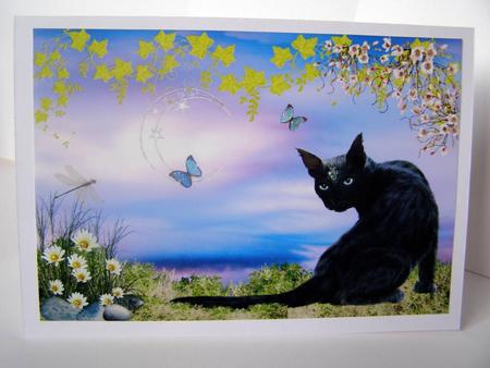 Mystical the Magic Cat A4 Quick Card Front by Margaret McCartney